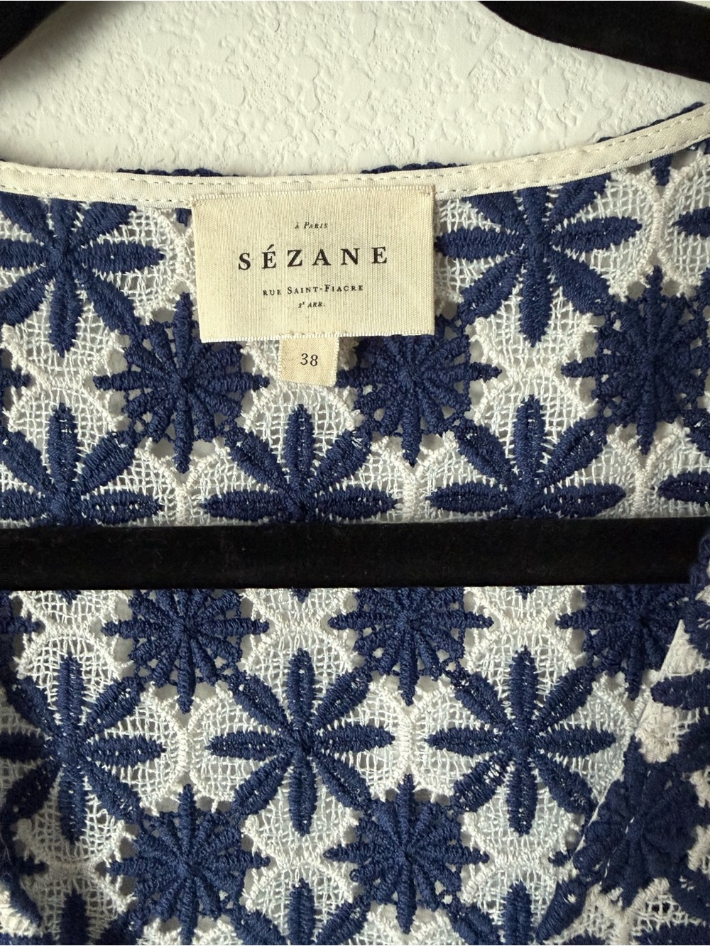 Sezane Emma Blouse in Ecru Navy - Picture 4 of 7